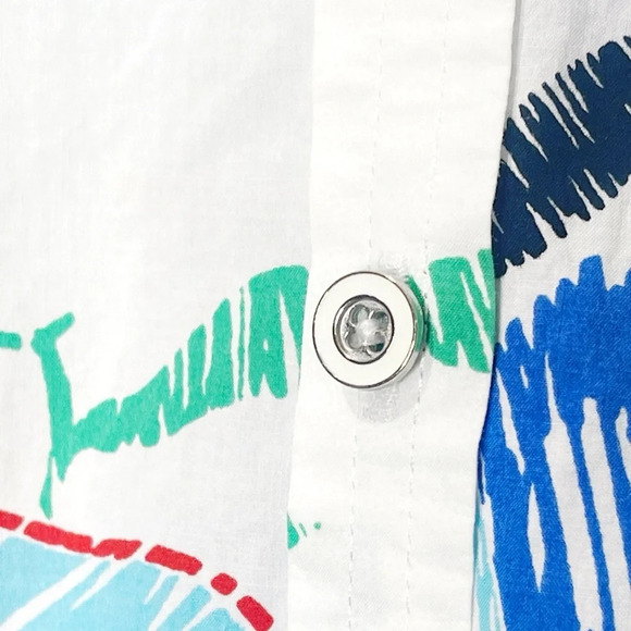 Talbots Teacher Apple Print Long Sleeve Button Down Shirt Sketch Apple Pattern - Picture 3 of 8